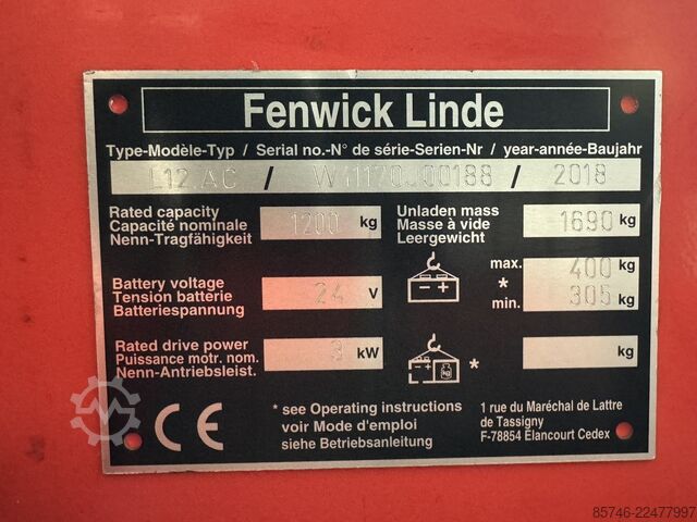 L 12 AC  ( 1170 )  - Tilting Forks * DEMO !! LINDE L 12 AC ( 1170 )  - Tilting Forks * DEMO !!