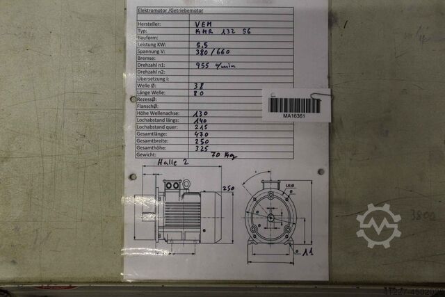 Elektromotor 5,5 kW 955 tpm VEM KMR 132 S6