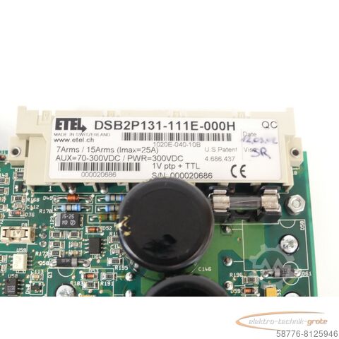 Component ETEL DSB2 Digital Servo Amplifier Controller DSB2P131-111E-000H SN 000020686