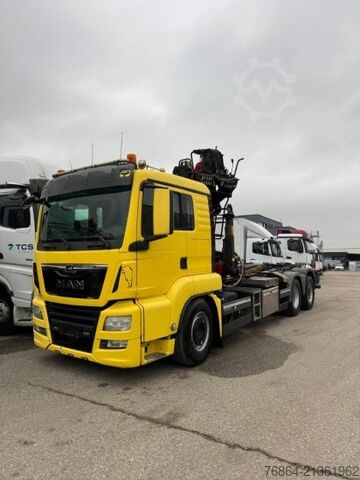 Kiepwagen MAN TGS 26.500 6X2, PALFINGER-ABROLLKIPPER MIT KRAN,  LENK-LIFTACHSE, EURO 6