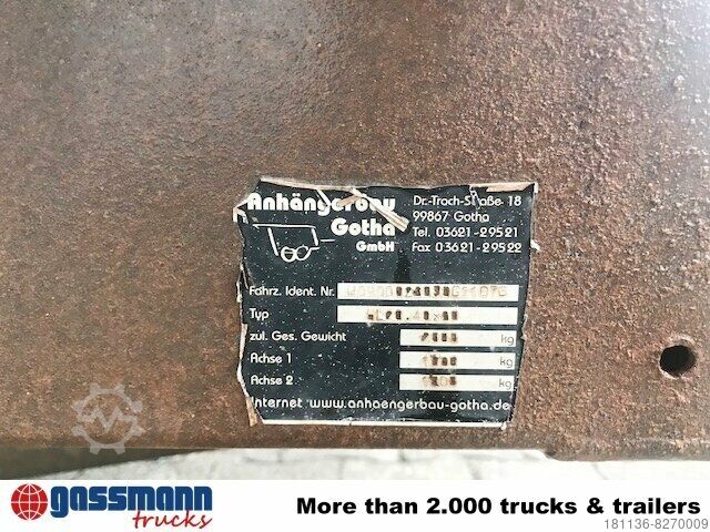 Remolque abierto con toldo Gotha Anh-Bau HL 20.40x20, Ex-Bundeswehr