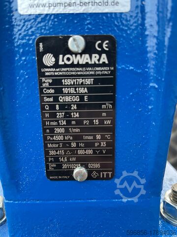 Lowara 15SV17P150T 8-24m3/h 15Kw pump Lowara 15SV17P150T