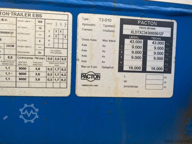 Containertransport Pacton T3-010 Multi Chassis / Extendable / BPW Axles /...