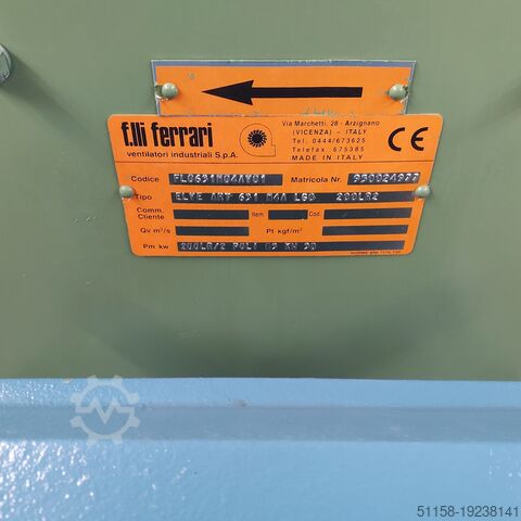 Radiaalventilator 30 kW, 15.000 m³/u Ferrari ELVE ART 631 N4A LG0