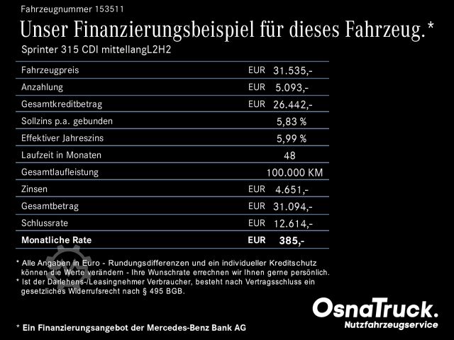 Panel kombi Mercedes-Benz Sprinter 315 CDI mittellangL2H2 AHK,Standheizung
