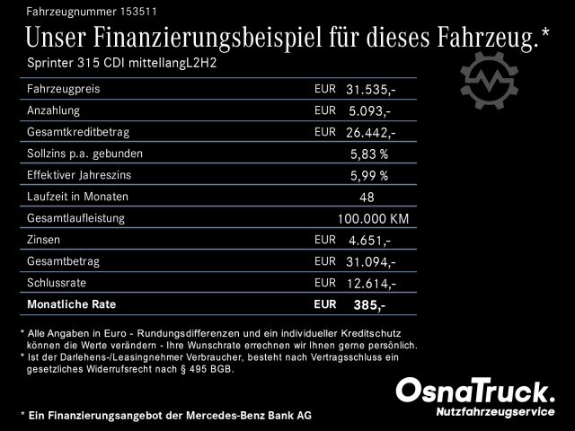 Komercijalno vozilo sa visokim krovom Mercedes-Benz Sprinter 315 CDI mittellangL2H2 AHK,Standheizung