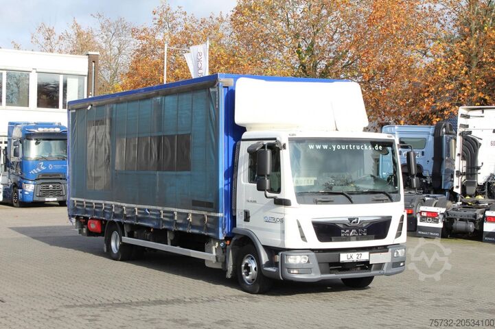 Ladbil med presenning MAN TGL 12.220 Plane-Koffer 7,5 m LBW Klima 199TKm