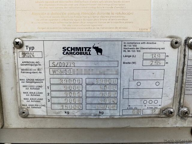 Koffer Schmitz Cargobull SKO24 / Closed Box / SAF + Disc