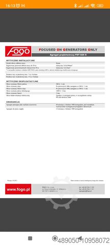 Grupo electrógeno Fogo FDT 820 S Fogo FDT 820 S