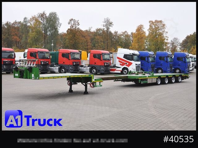Tieflader-Sattelauflieger MEUSBURGER MTS-4, Mega, 2x Lenkachse, Liftachse, Tele 4000mm