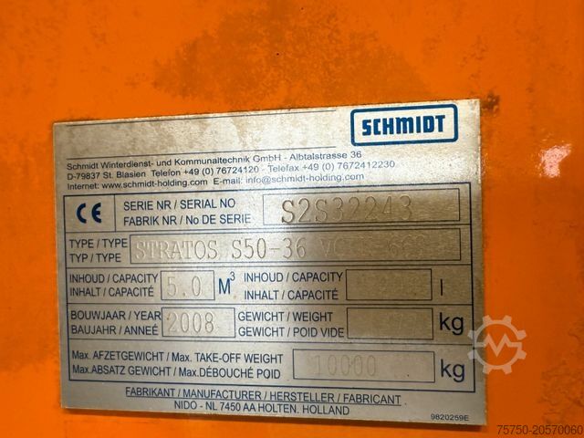 Haakarm vrachtwagen SCHMIDT Salzstreuer S50-36 Winterdienst Abroller