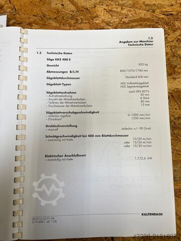 Kaltenbach metal kesme testeresi Kaltenbach KKS 400 E
