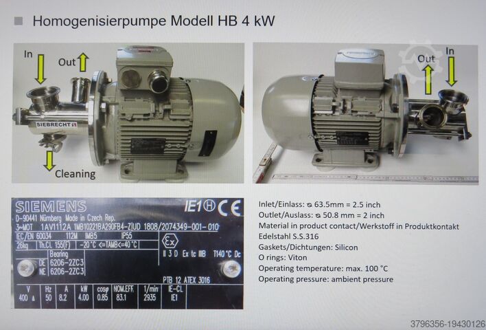 Homogeniseringsmaskin HoBe Inline Homogenisierpumpe