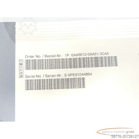 Componente Siemens Siemens 6AV6612-0AA51-3CA5 Software SN SVPE91044864 - ! -
