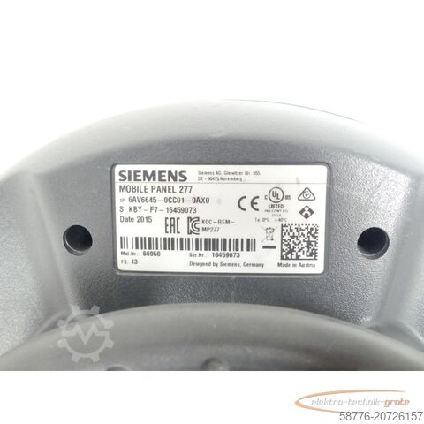 Componente Siemens Siemens 6AV6645-0CC01-0AX0 MOBILE PANEL 277 SN:16459073 + 6XV1440-4BH50