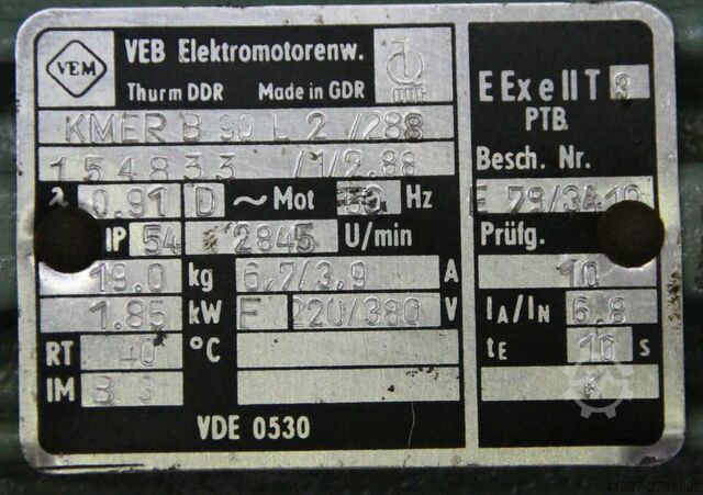 Elektromotor 1,85 kW 2845 Rpm VEM KMERB90L2/288