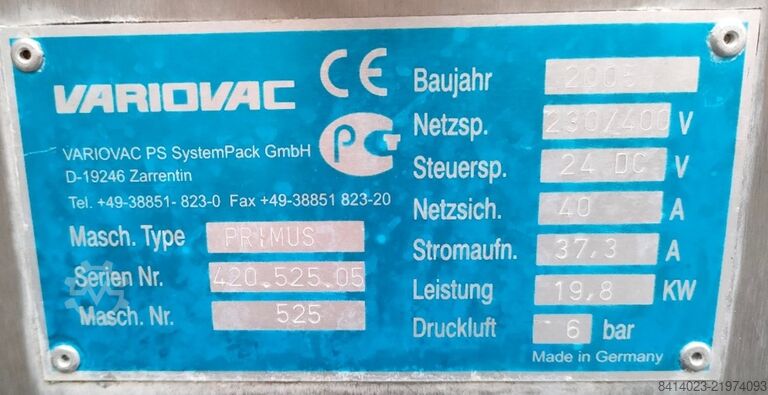Máquina de envasado Variovac Variovac Primus