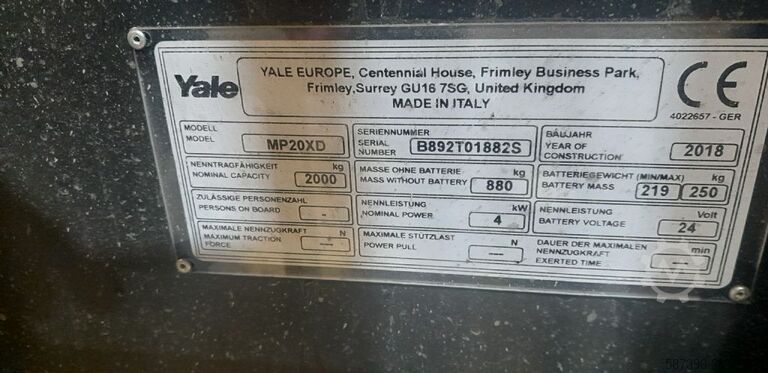  Yale MP20XD