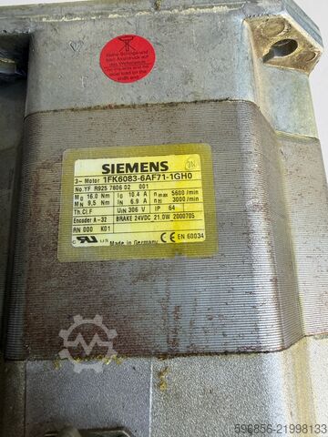 Siemens 1FK6083-6AF71-1GH0, 16Nm, 3000 o/min, encoder A-32 Siemens 1FK6083-6AF71-1GH0 16Nm 3000rpm Encoder A-32 Siemens 1FK6083-6AF71-1GH0 16Nm 3000rpm Encoder A-32