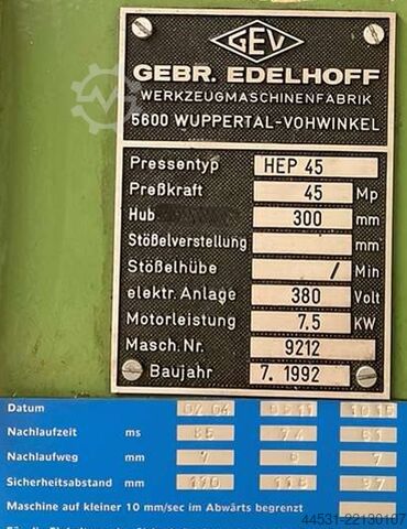 Hydraulische pers Edelhoff HEP 45