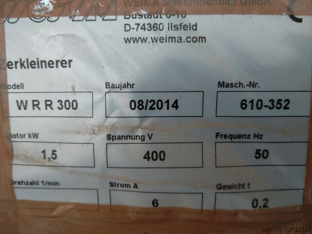 Einwellenzerkleinerer WEIMA WLH 300 und WRR 300