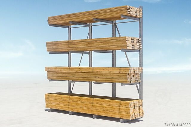 Kragarmregal 4 Stück Kragarmregal-Ständer einseitig Höhe: 4,16 m / Tiefe: 1,2 m / Länge: 4 m