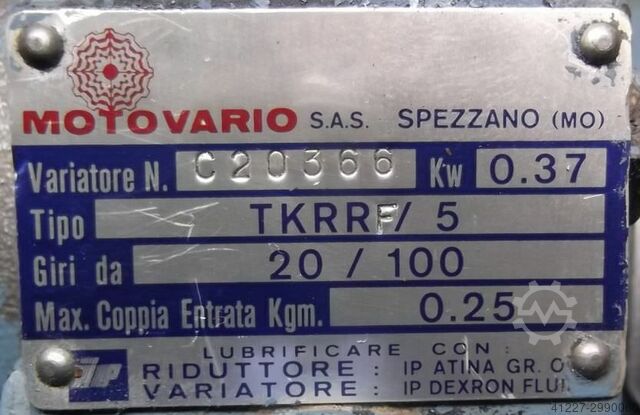 Instelbare tandwielmotor 0,37 kW 20-100 rpm Motovario TKRR/5
