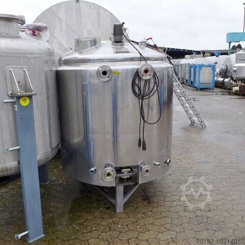 1358 liter verwarmbaar/koelbaar drukvat gemaakt van V4A  