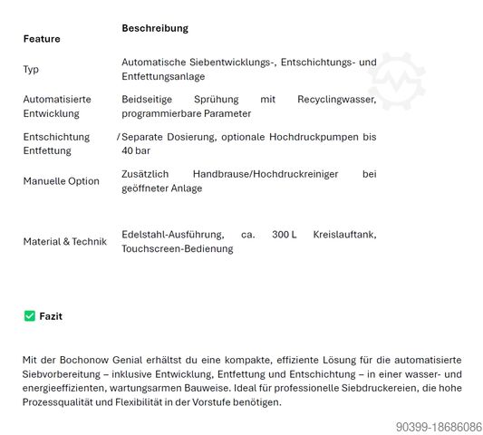 εγκατάσταση ανάπτυξης κόσκινου, αποστρωμάτωση Bochonow Genial