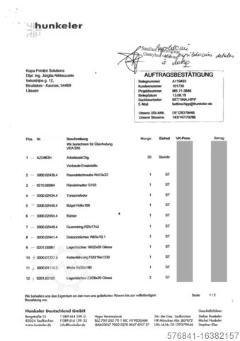 Maszyna do klejenia arkuszy końcowych Hunkeler VEA 3000