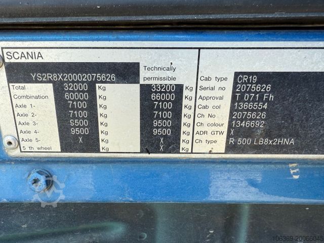 Kiepwagen SCANIA R500 8x2 HNA Cable Tipper CR19 Highline Euro 5