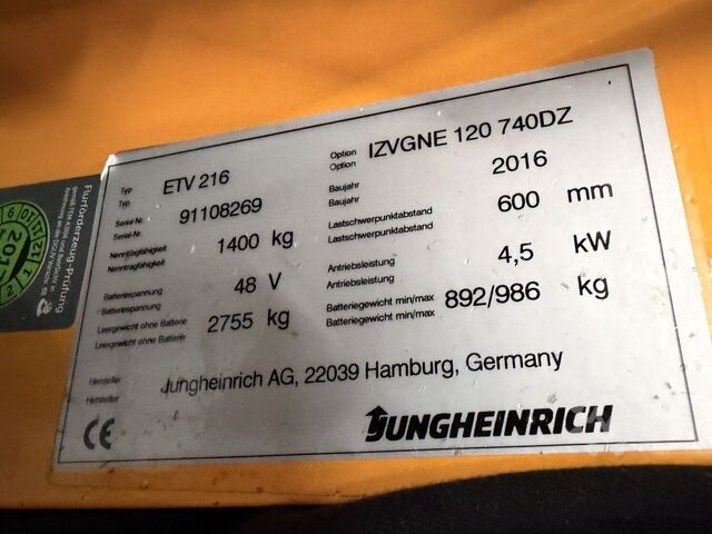 Reachtruck Jungheinrich ETV 216