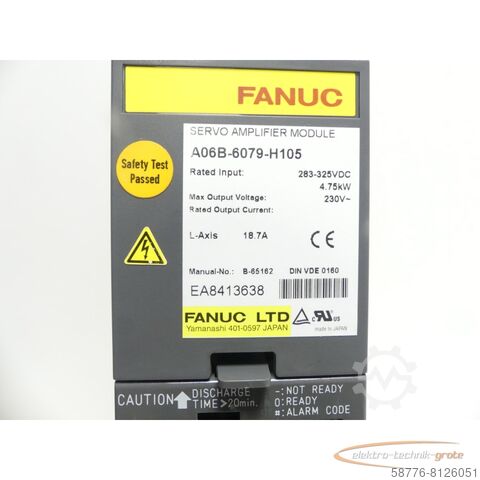 Element Fanuc Fanuc A06B-6079-H105 Servo Anplifier Modul SNr.: EA8413638 generalüberholt mit 12 Monaten Gewährleistung