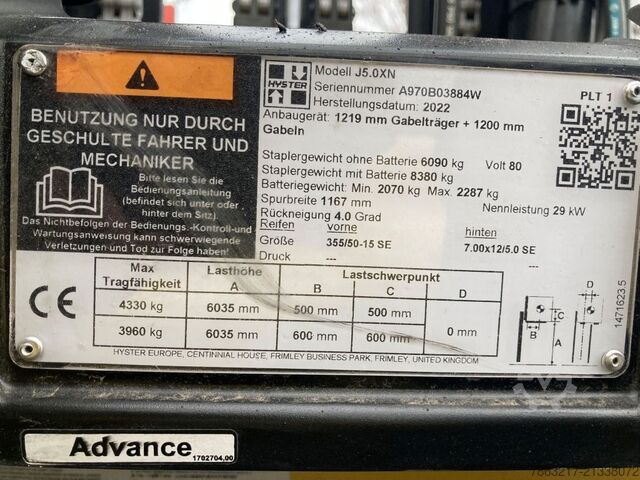 Ηλεκτρικό περονοφόρο τετράτροχο Hyster J 5.0 XN