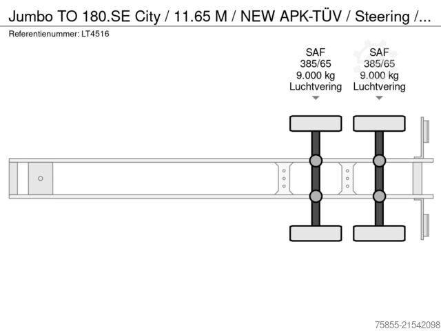 Curtain sided Jumbo TO  City / 11.65 M / NEW APK-TÜV / Steeri...