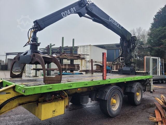 Pacton trailer with Diebolt 24 t long timber crane Pacton kraanwagen