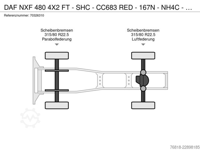 Standard dragbil DAF NXF 480 4X2 FT - SHC - CC683 RED - 167N - NH4C -