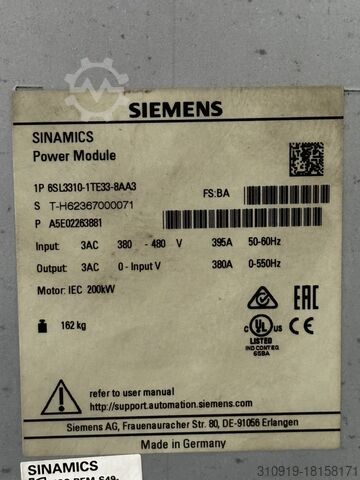 řídicí jednotka Siemens 6SL3310-1TE33-8AA3