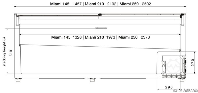 Arcón congelador AHT MIAMI 250 R290 LED AHT Miami 250