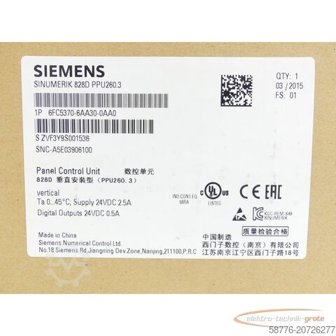 Componente Siemens Siemens 6FC5370-6AA30-0AA0 SN:ZVF3Y9S001536 - ! -