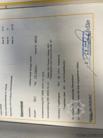 Truck mounted crane LIEBHERR Mobilkran LTC 1050-3.1 50t Kran hat nur 3300 h