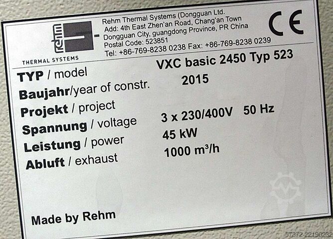 Reflow Soldering Oven Rehm VXC basic 2450 Typ 523/VXC basic 2100 Typ 422