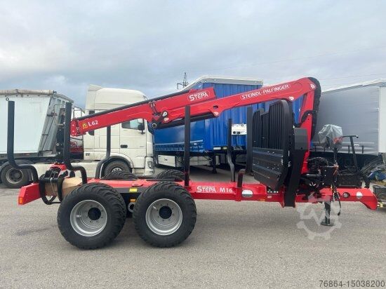 Přívěs na klády STEPA M-16 FORSTANHäNGER MIT STEINDL PALFINGER FORSTKRAN L, 2-ACHSIG 4- RUNGENPAARE