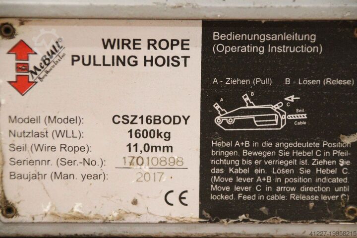Multifunctionele lier 1600 kg McBull CSZ16BODY