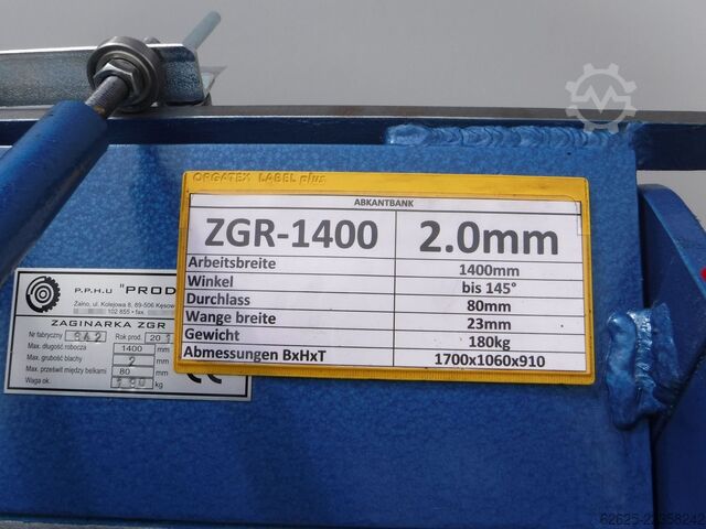 Pladefolder Prod-Masz ZGR1400/2,0