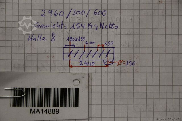 Skruetransportør i rustfrit stål Waeschle DST 150 2960/300/H600 mm