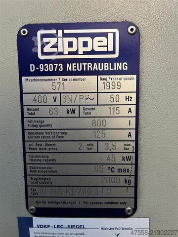 Waschanlage - Kammer ZIPPEL REMA-K1-200-1-LB