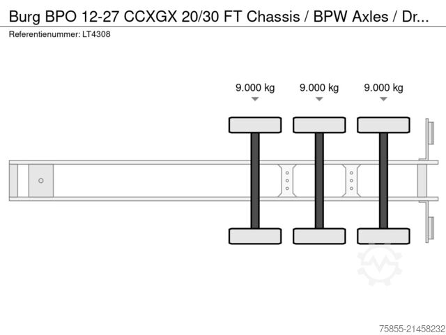 Transport av containrar Burg BPO 12-27 CCXGX 20/30 FT Chassis / BPW Axles / ...