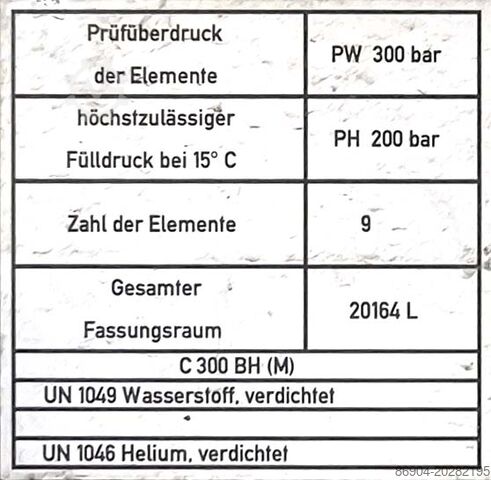 Reboque cisterna MAFA Gas tank tube semi-trailer compressed helium, hydrogen, Wasserstoff