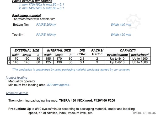 Colimatic Thermoformer 2021 € 29.990 Colimatic Thermoformer Thera 450 L